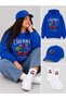 Hooded Oversize Sweatshirt Blue Hat Socks Set of 3 Unisex