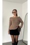 Women's Mink Sequined Madonna Collar Knitwear Sweater Boat Neck Sparkly Knit Sweater - 5