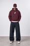 Men's Botanical Patch Detailed Oversize Hoodie Claret Red - 4
