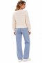 New Season Women's Openwork Diamond Patterned Crew Neck Long Sleeve Short Knitwear Sweater - 4