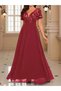 Women's Short Sleeve Deep V Neck A-Line Pulpayet Detail Chiffon Bridesmaid Dress - 4