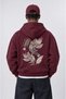 Men's Botanical Patch Detailed Oversize Hoodie Claret Red
