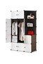 WALALLA Portable Closets Cube Wardrobe 15 Cube Modular Storage Cabinet with 2 Hanging Rail & Door La