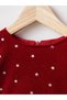 Girl's New Year and Special Occasion Concept Red Dress with Star Detail, Pompom, Velvet and Tulle - 5