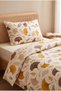 Ginkgo Patterned Single Duvet Cover Set |   Cotton |   160X220 cm Duvet Cover, 1 Piece 50X70 cm Pillowcase and Fitted Sheet |   Stylish and Elegant