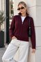Women's Braided High Collar Half Zipper Knitwear Sweater 8749Sw - 3