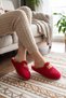 Women's Red Glittery Shiny Plush House Slippers - 3