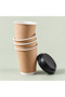20 Pcs 14 oz Double Wall Kraft Paperboard Hot Beverage Cup with Black Lid - 3