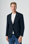 Navy Blue Mono Collar Cashmere Full Lining 6 Drop Comfort Fit Wool Jacket 1002265161 - 3
