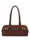 Brown Women's Shoulder Bag with Suede Belt Detail - 2