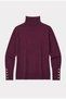 Women's Burgundy W6-35 High-Neck Knitwear Sweater with Accessory Detail - 4
