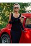 Women's Strappy Deep Round Neck Backless Midi Diver Dress - 4