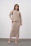 Women's Polo Collar Ribbed Skirted Knitwear Set - 3