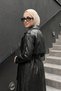 Nero Leather Trench Coat with Windbreakers on the Front and Back and Palaska Buckle 857 Black - 3