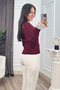 Women's Winter Burgundy Rosella Lace Detailed Ribbed Knitwear Blouse 20309 - 6