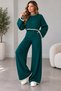 Women's Knitwear Set – Ribbed Crop Sweater, High-Waisted Wide-Leg Pants, Stylish Knitted 2-Piece Set - 3