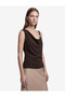 Women Brown Plain Cowl Neck Sleeveless Top - 2