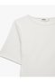 Women White Plain Round Neck Short Sleeves Top - 4