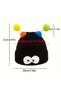 Mustard Yellow Kawaiii Fun Teen Boys Girls Kids Eye Detail Colorful Spring Pompom Knitted Beanie Winter Hat with Ear Covers - 2