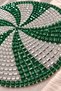 Beaded Coasters Set of 2 12X12 cm Green/White - 2