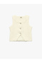 Girls Cream Textured Square Neck Sleeveless Top - 4