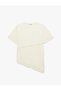 Women Cream Lace Round Neck Short Sleeves T-Shirt