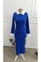 Women's long sleeve collared cowl neck ribbed knit long tank dress - 5