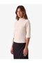 Women Beige Textured High Neck Short Sleeves Top - 2