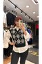 Women's Baklava Pattern V-Neck Tricot Sweater Looking Shirt Combination - 2