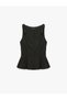 Women Black Plain Round Neck Sleeveless Top - 2