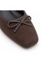Women's Brown Bow-Tie Square-Toe Thick-Heeled Shoes - 6