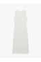 Women White Plain Round Neck Sleeveless Dress - 5