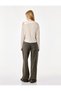Women Beige Plain Asymmetric Neck Long Sleeves Top - 4