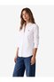 Women White Plain Collared Long Sleeves Shirt - 2