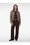 Women Brown Checked Collared Long Sleeves Jacket - 2