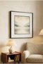 1 Piece Black Wooden Framed Minimalist Cream Background Soft Foggy Lake/ Horizon Themed Square Wooden Painting - Home, Business and Office Decoration Painting