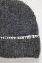 Women's Knitted Beanie with Sewing Detail - 2