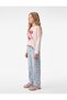 Girls Pink Graphic Print Round Neck Long Sleeves T-Shirt