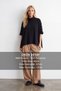 Women's black stand collar button detailed knitted poncho blouse alc-x15866 - 2