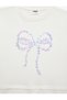 Girls White Sequined Round Neck Short Sleeves T-Shirt - 3