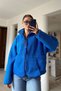Blue - Basic Zippered Jacket with Side Pockets Blue - 2
