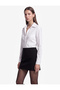 Women White Plain Collared Long Sleeves Shirt - 2