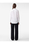 Women White Plain Collared Long Sleeves Shirt - 3