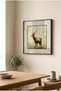 1 Piece Black Wooden Framed Forest Nobility Deer Themed Square Wooden Painting with Pvc Frame - Home, Business and Office Decoration Painting - 4