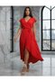 Women's Short Sleeve Double Breasted Collared Belted Waist Midi Aerobin Dress - 3