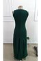 Women's Strappy Crew Neck Asymmetrical Hem Tulle Detailed Long Imported Crepe Dress - 5