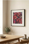 1 Piece Black Wooden Framed Red and Burgundy Floral Pattern Square Wooden Painting - Home, Business, and Office Decoration Painting - 4