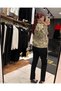 Women's Camouflage Patterned Stone Embroidered Denim Jacket - 3