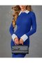 Women's long sleeve collared cowl neck ribbed knit long tank dress - 2