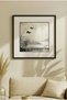 1 Piece Black Wooden Framed Monochrome Flying Birds and Foggy Lake View Square Wooden Painting - Home, Business and Office Decoration Painting - 2